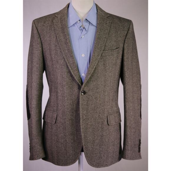Drykorn Brown Herringbone Wool Fleece 2-Btn Blazer Jacket 40R - Picture 2 of 10